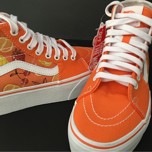 Vans SK8 Hi Taper Stackform Platform Fruit Shoes Orange Lace Up Women Girls Men - Picture 1 of 8